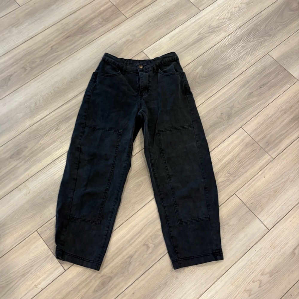 Black Denim Barrel Jeans | Trendy Relaxed Fit | Size 27